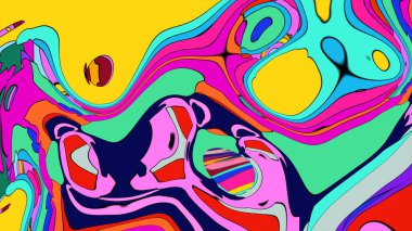 Girdap gibi dönen, renkli bir resmin çarpıcı ve çarpıcı bir görüntüsü..