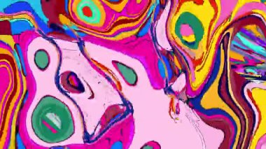 Akan, kıvrımlı renkli sıvı boyanın soyut videosu. Psikedelik sanat 