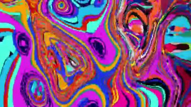 Akan, kıvrımlı renkli sıvı boyanın soyut videosu. Psikedelik sanat 