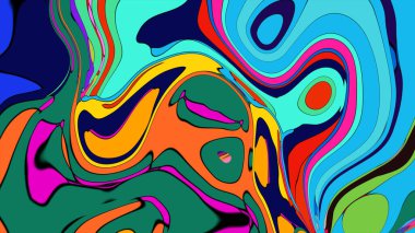 Renkli, soyut bir duvar kağıdı. Eşsiz ve anlamlı bir tasarımı var..