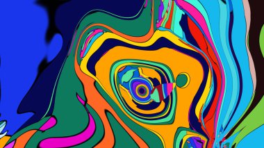 Canlı, çok renkli boya güzel, soyut kıvrımlı bir dokuya dönüşür..