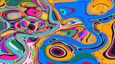 soyut psikedelik dijital sanat eserleri canlı kıvrımlı renkler içerir, dinamik, akışkan bir bileşim oluşturur.