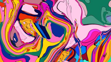 Artistic liquid illustration, featuring bright swirls and seamless hues.