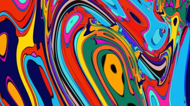 Artistic liquid illustration, featuring bright swirls and seamless hues.