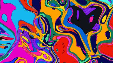 Artistic liquid illustration, featuring bright swirls and seamless hues.