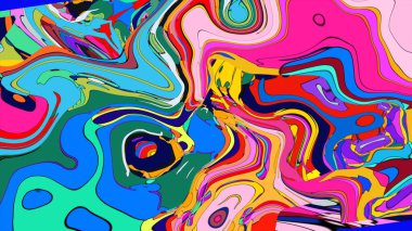 Colorful hypnotic illustration, with flowing shapes and a psychedelic gradient.