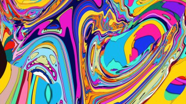 Colorful hypnotic illustration, with flowing shapes and a psychedelic gradient.