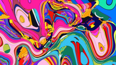 Colorful hypnotic illustration, with flowing shapes and a psychedelic gradient.