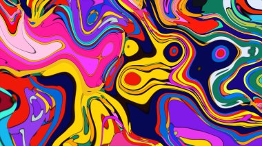 Colorful hypnotic illustration, with flowing shapes and a psychedelic gradient.