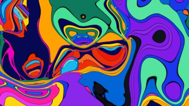 Abstract splashes illustration, a vibrant rendering of chaotic liquid art.
