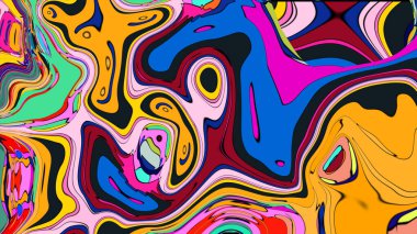Dynamic psychedelic art with flowing liquid shapes and bright colors.