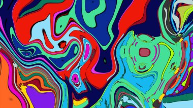 Dynamic psychedelic art with flowing liquid shapes and bright colors.