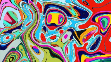 Dynamic psychedelic art with flowing liquid shapes and bright colors.