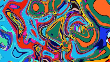 Dynamic psychedelic art with flowing liquid shapes and bright colors.