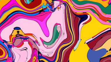 Dynamic psychedelic art with flowing liquid shapes and bright colors.