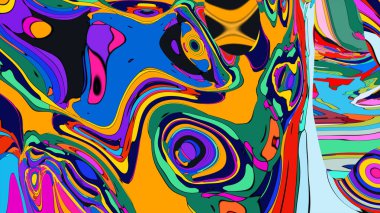 Dynamic psychedelic art with flowing liquid shapes and bright colors.