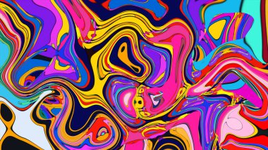Psychedelic background illustration with flowing colors and a seamless pattern.