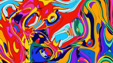 Psychedelic background illustration with flowing colors and a seamless pattern.