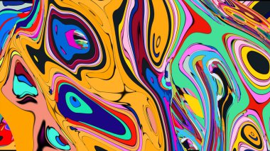 Psychedelic background illustration with flowing colors and a seamless pattern.