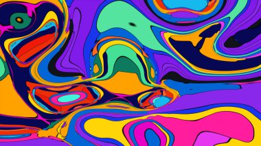 Psychedelic background illustration with flowing colors and a seamless pattern.