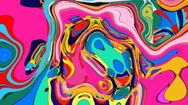 Vibrant motion illustration, featuring abstract shapes and bright splashes.