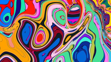 Vibrant motion illustration, featuring abstract shapes and bright splashes.