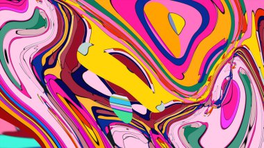 Vibrant motion illustration, featuring abstract shapes and bright splashes.