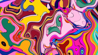 Vibrant motion illustration, featuring abstract shapes and bright splashes.