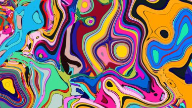 Vibrant motion illustration, featuring abstract shapes and bright splashes.