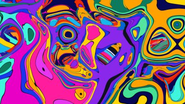 Bright psychedelic pattern illustration with swirling and hypnotic motion.