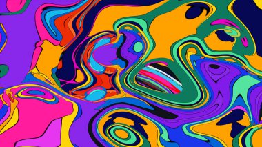 Bright psychedelic pattern illustration with swirling and hypnotic motion.