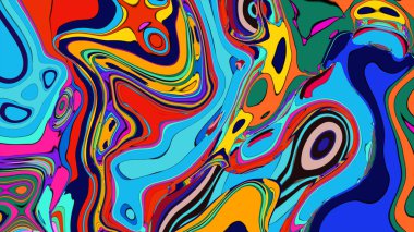 Bright psychedelic pattern illustration with swirling and hypnotic motion.