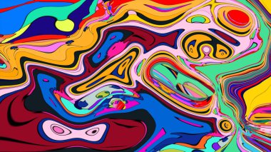 Colorful flowing banner with seamless, swirling, and psychedelic shapes.