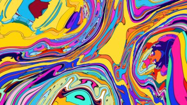 Hypnotic fluid illustration for a colorful, abstract wallpaper template.