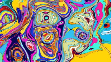 Psychedelic art illustration with bright, flowing, and chaotic hues.