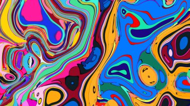 Bright liquid paint illustration, a dynamic and colorful abstract poster.