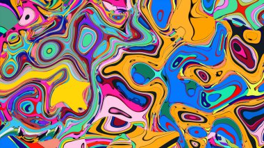 Bright liquid paint illustration, a dynamic and colorful abstract poster.