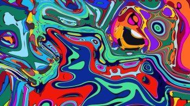 Bright liquid paint illustration, a dynamic and colorful abstract poster.