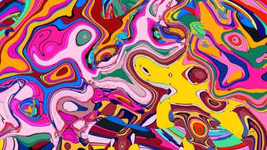Lava Lamp liquid flowing. Chaotic colorful abstract illustration 