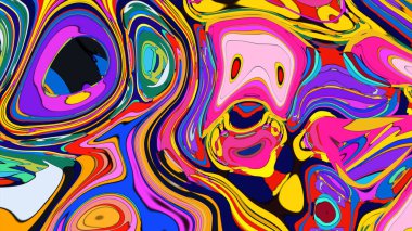 Lava Lamp liquid flowing. Chaotic colorful abstract illustration 
