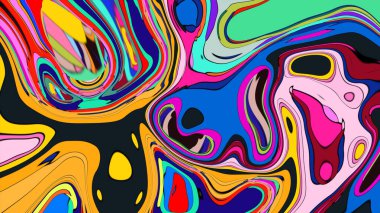 Lava Lamp liquid flowing. Chaotic colorful abstract illustration 