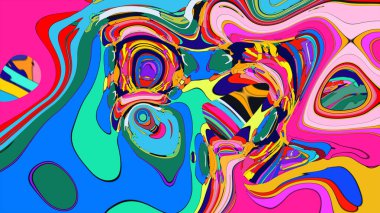 Psychedelic color explosion illustration, a chaotic yet harmonious design.