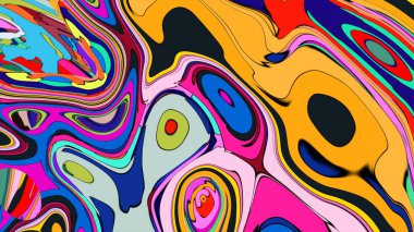 Bir parti daveti için psikedelik, çok renkli bir arkaplan.