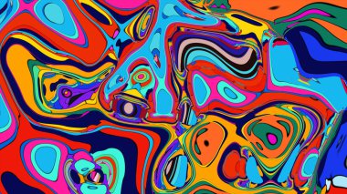 Bir parti daveti için psikedelik, çok renkli bir arkaplan.