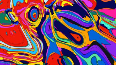 Bir parti daveti için psikedelik, çok renkli bir arkaplan.