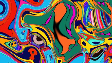 Müzik ya da festival temalı bir afiş için psikedelik sıvı deseni.