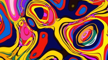 Büyüleyici, sıvı akış desenli cesur ve renkli bir pankart..