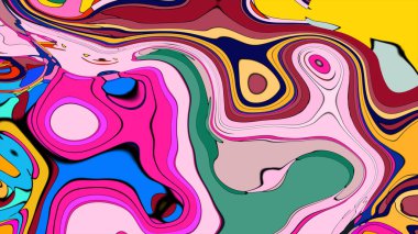 Büyüleyici, sıvı akış desenli cesur ve renkli bir pankart..