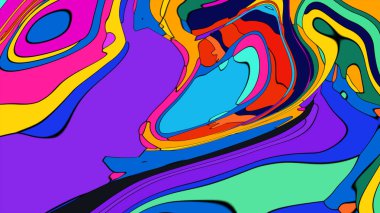 Büyüleyici, sıvı akış desenli cesur ve renkli bir pankart..