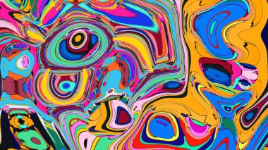 Büyüleyici, sıvı akış desenli cesur ve renkli bir pankart..